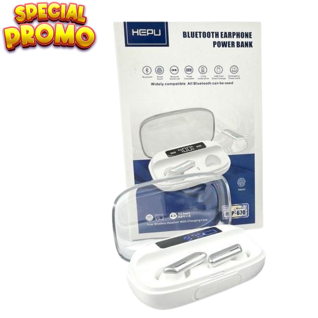 Écouteurs Bluetooth avec Power Bank Intégrée